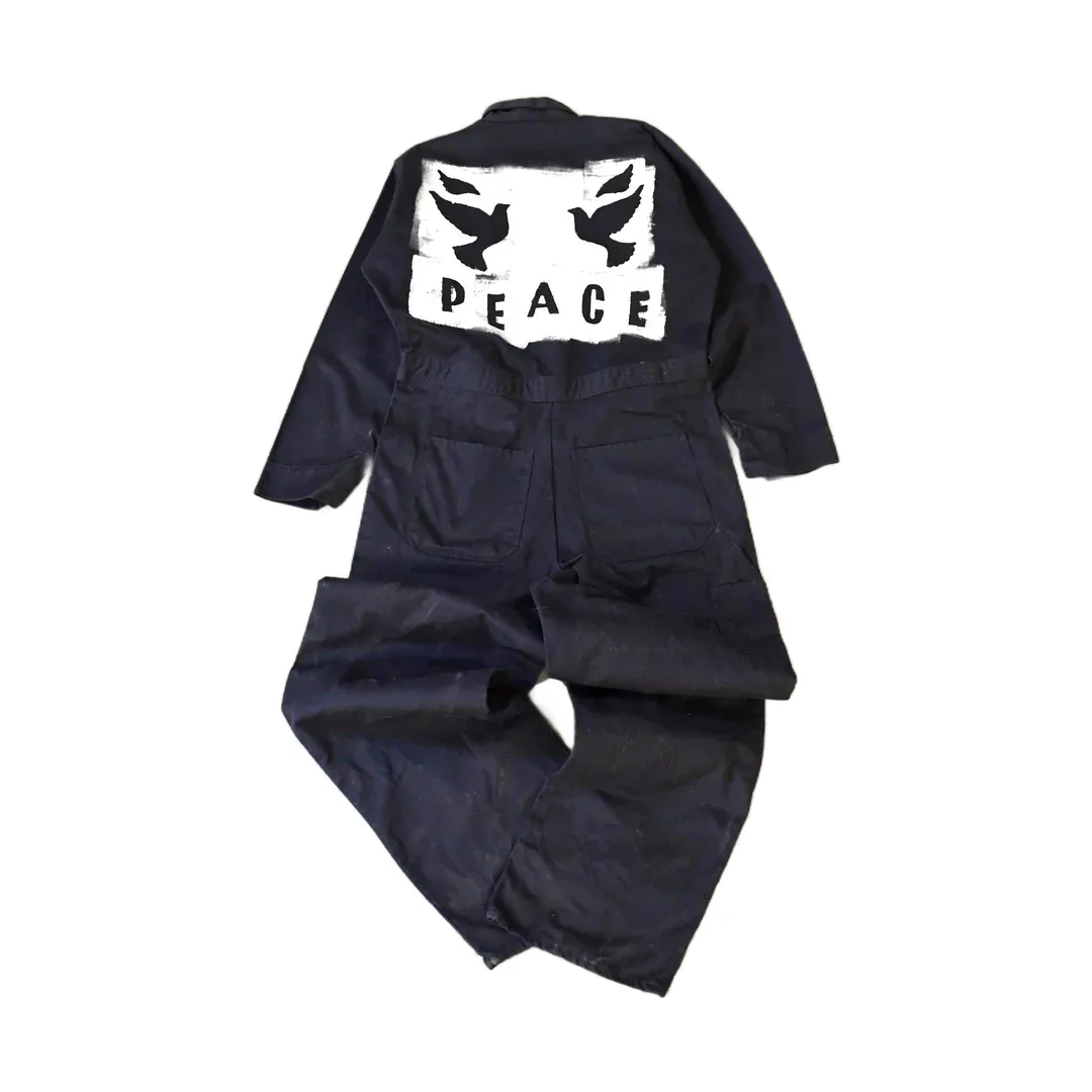 Vintage Custom Handmade Dove Peace Coveralls Jumpsuit Size 40T - Image 2