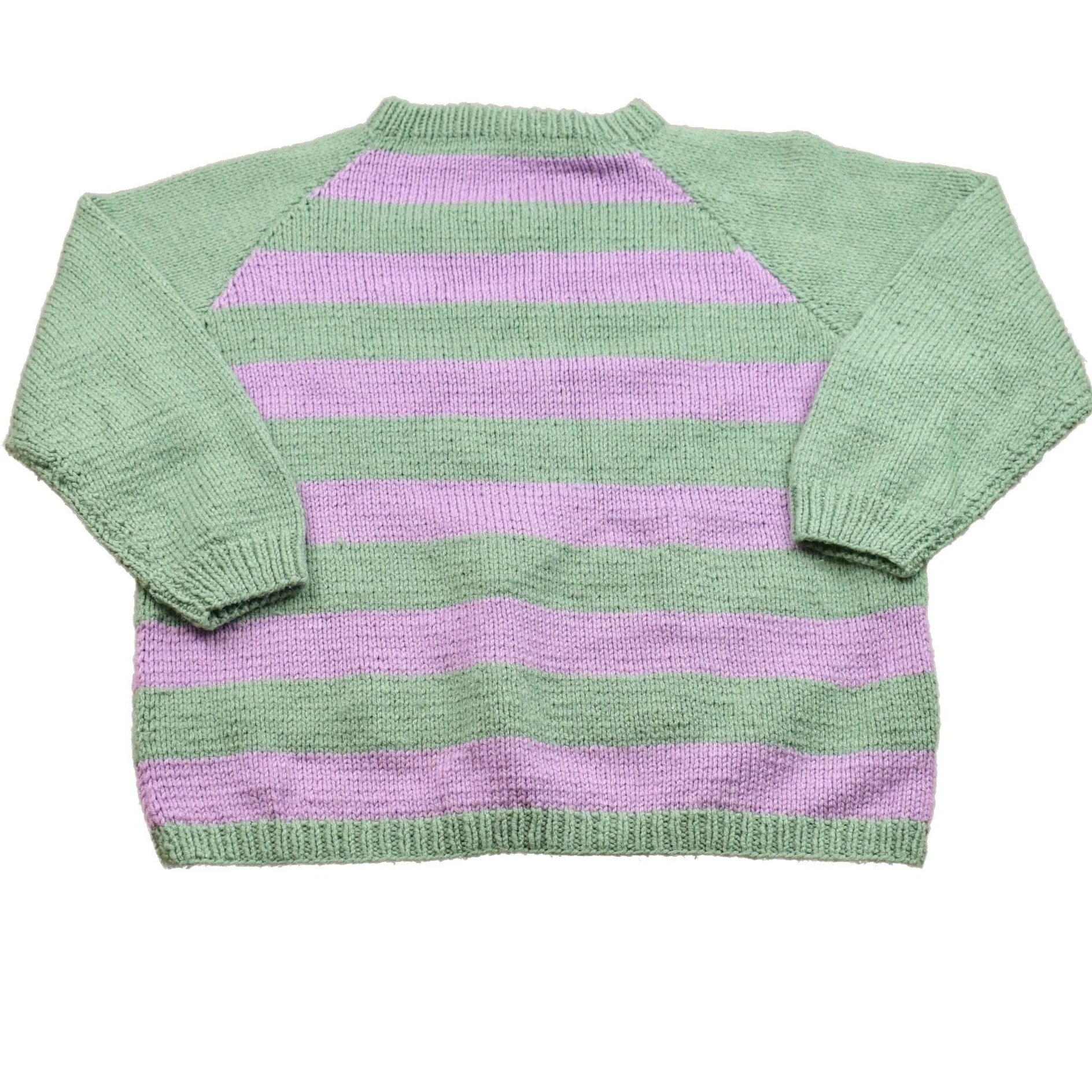 Vintage Green & Purple Hand Made Knitted Crewneck Sweater Men's XL