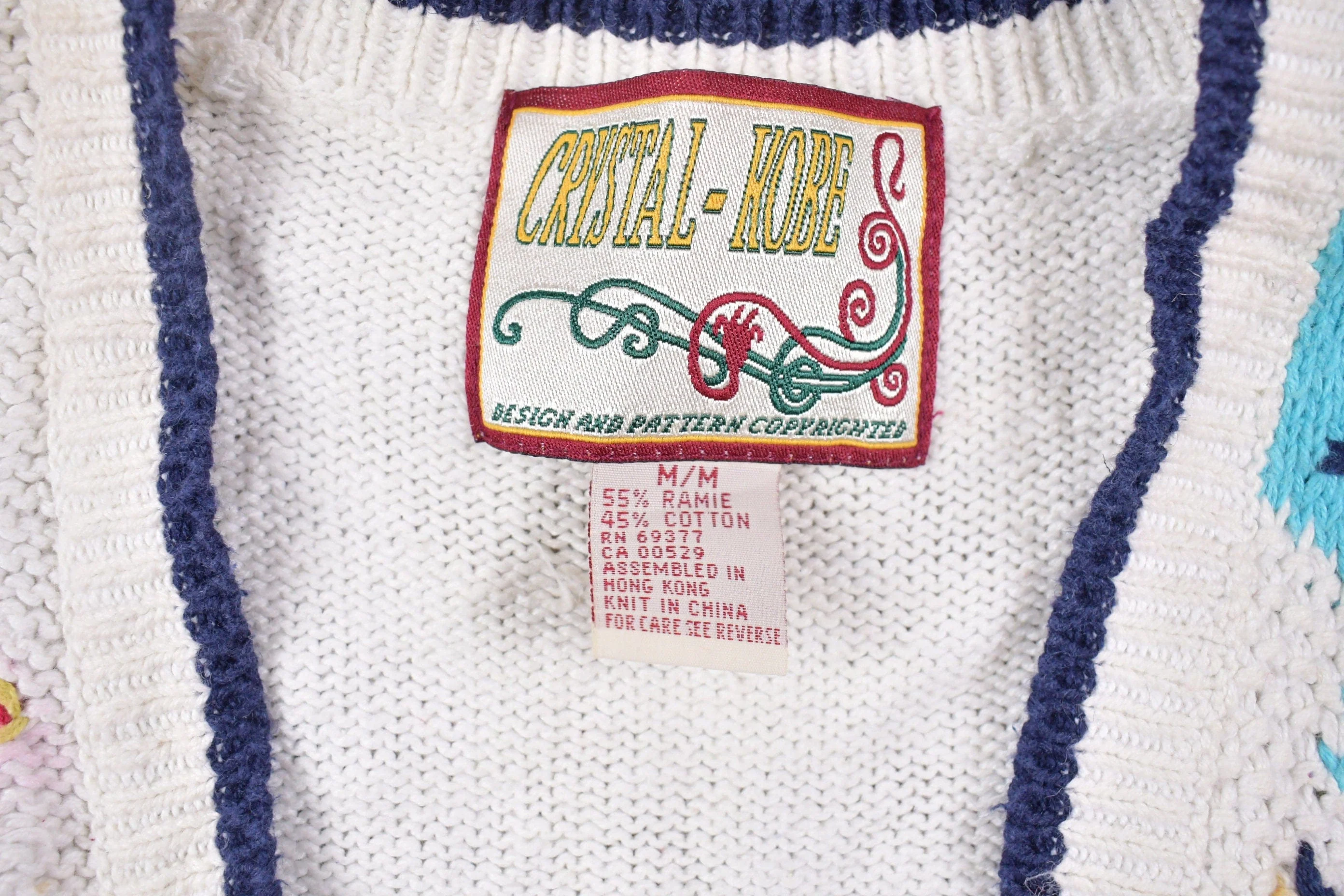 Vintage Knitted Crystal Kobe Sweater Vest Men's Large - Image 3