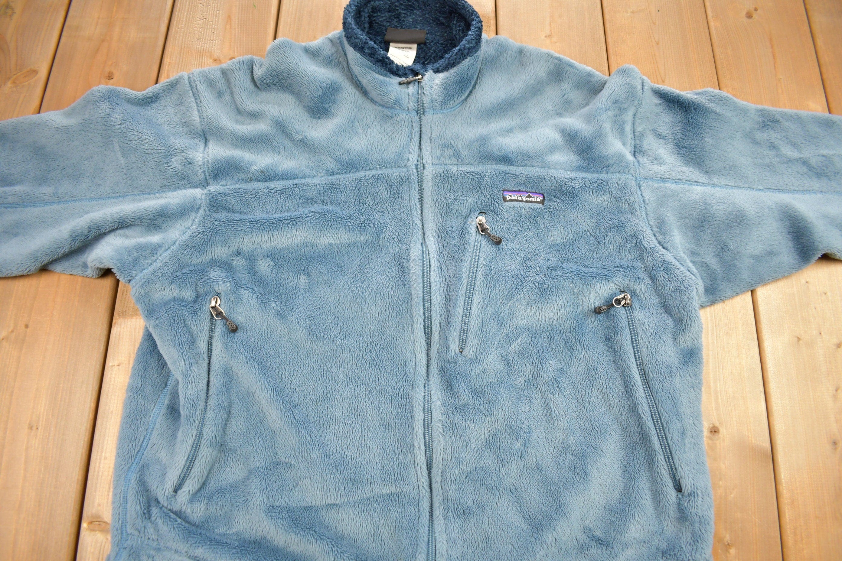 Vintage Patagonia Blue Fleece Zip Up Sweater Men's XL - Image 3