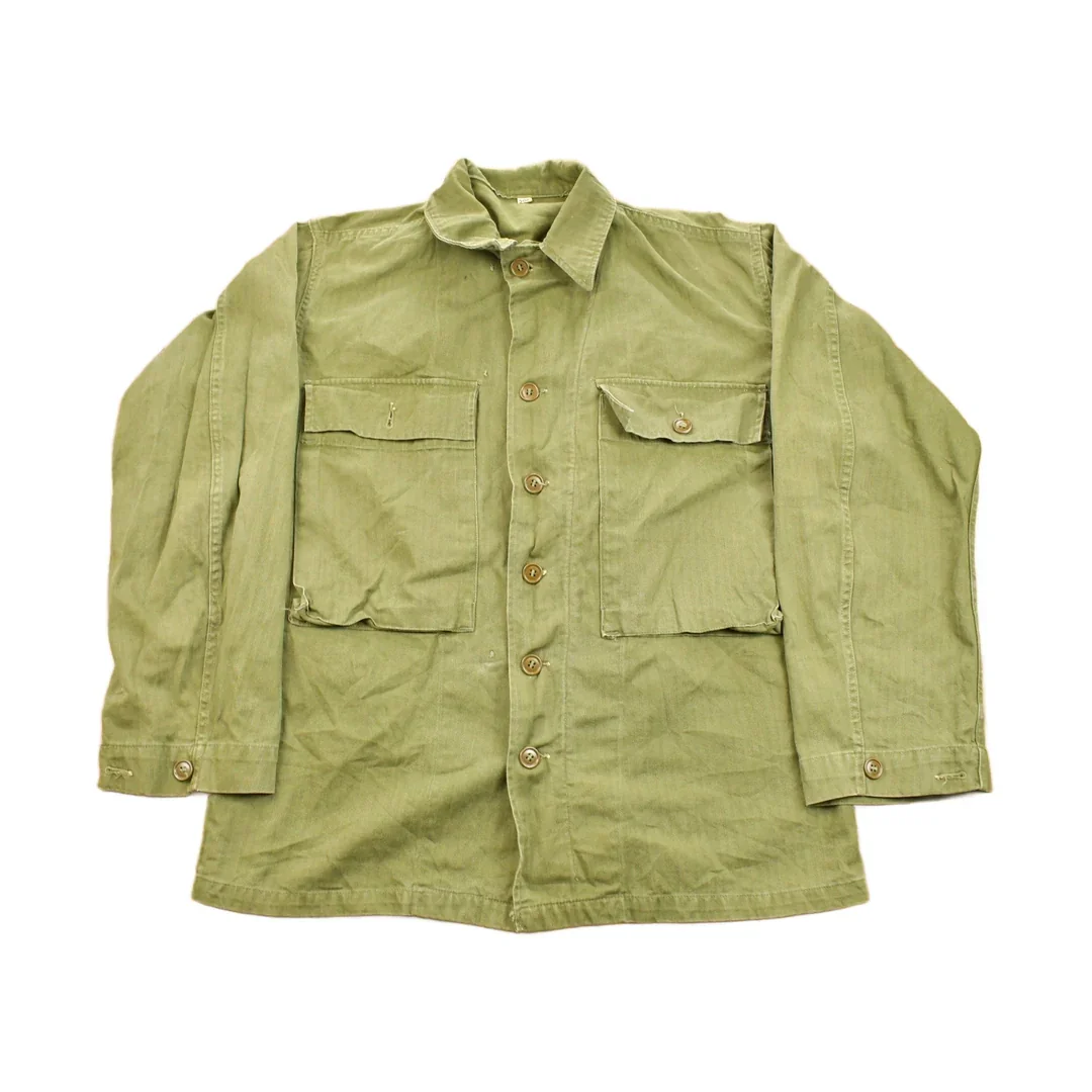 Vintage WW2 1940s Herringbone Military Jacket Army Men's Medium