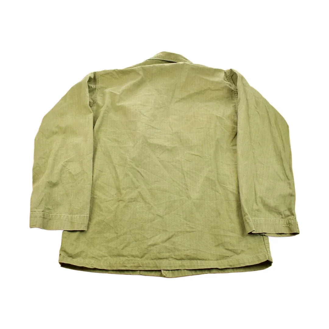 Vintage WW2 1940s Herringbone Military Jacket Army Men's Medium - Image 2