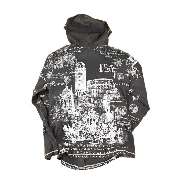 Vintage Y2K AOP Italy Graphic Print Hooded Sweatshirt Women's S - Image 2