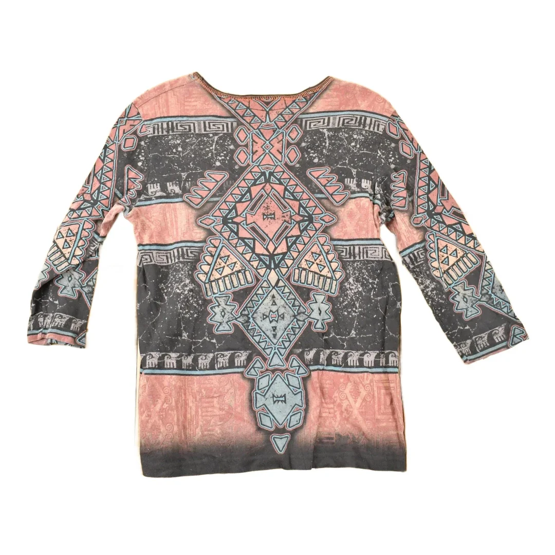 Vintage Y2K Cactus Bay Abstract Print AOP Crewneck Shirt Women's L - Image 2