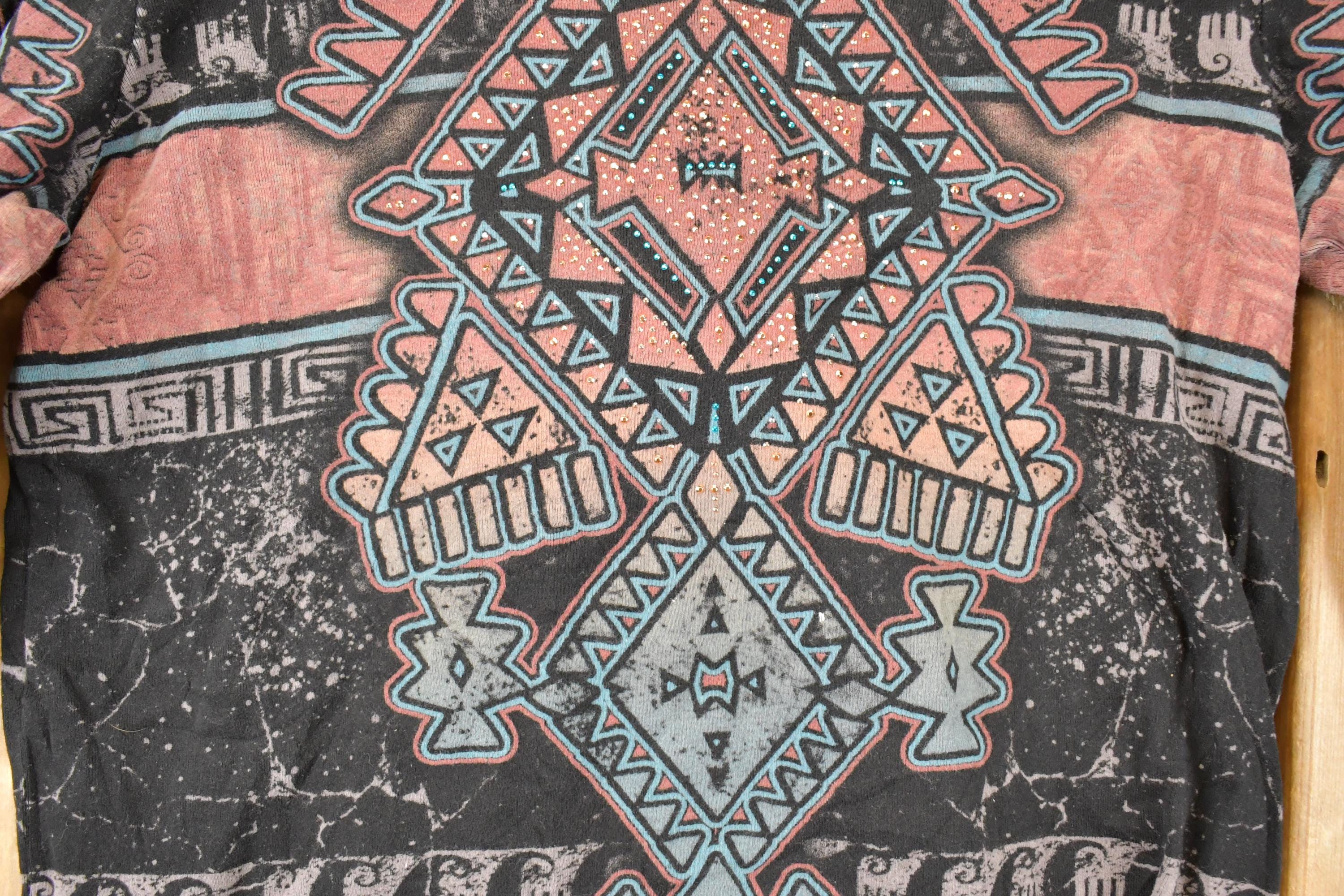 Vintage Y2K Cactus Bay Abstract Print AOP Crewneck Shirt Women's L - Image 3