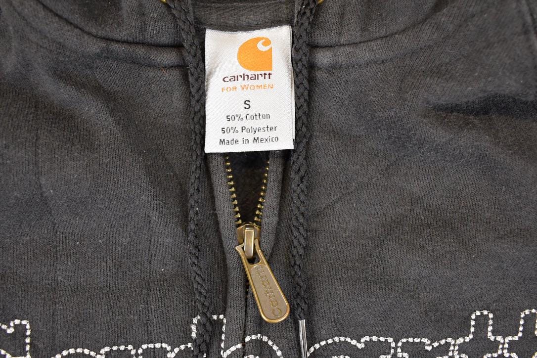 Vintage Y2K Distressed Carhartt Full Zip Hoodie Sweatshirt Womens S - Image 5