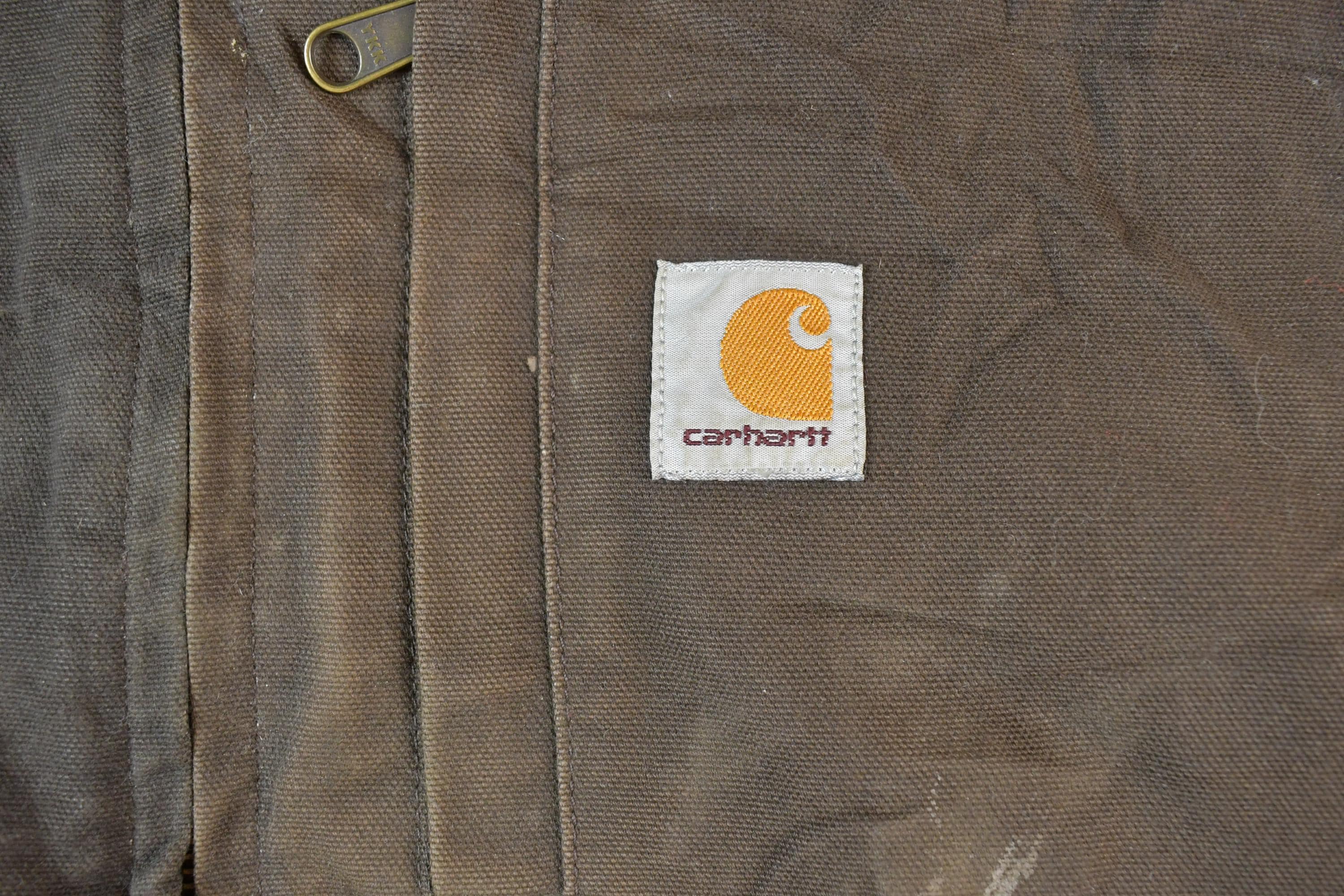 Vintage Y2K Distressed Carhartt Jacket Vest Men's XL - Image 4