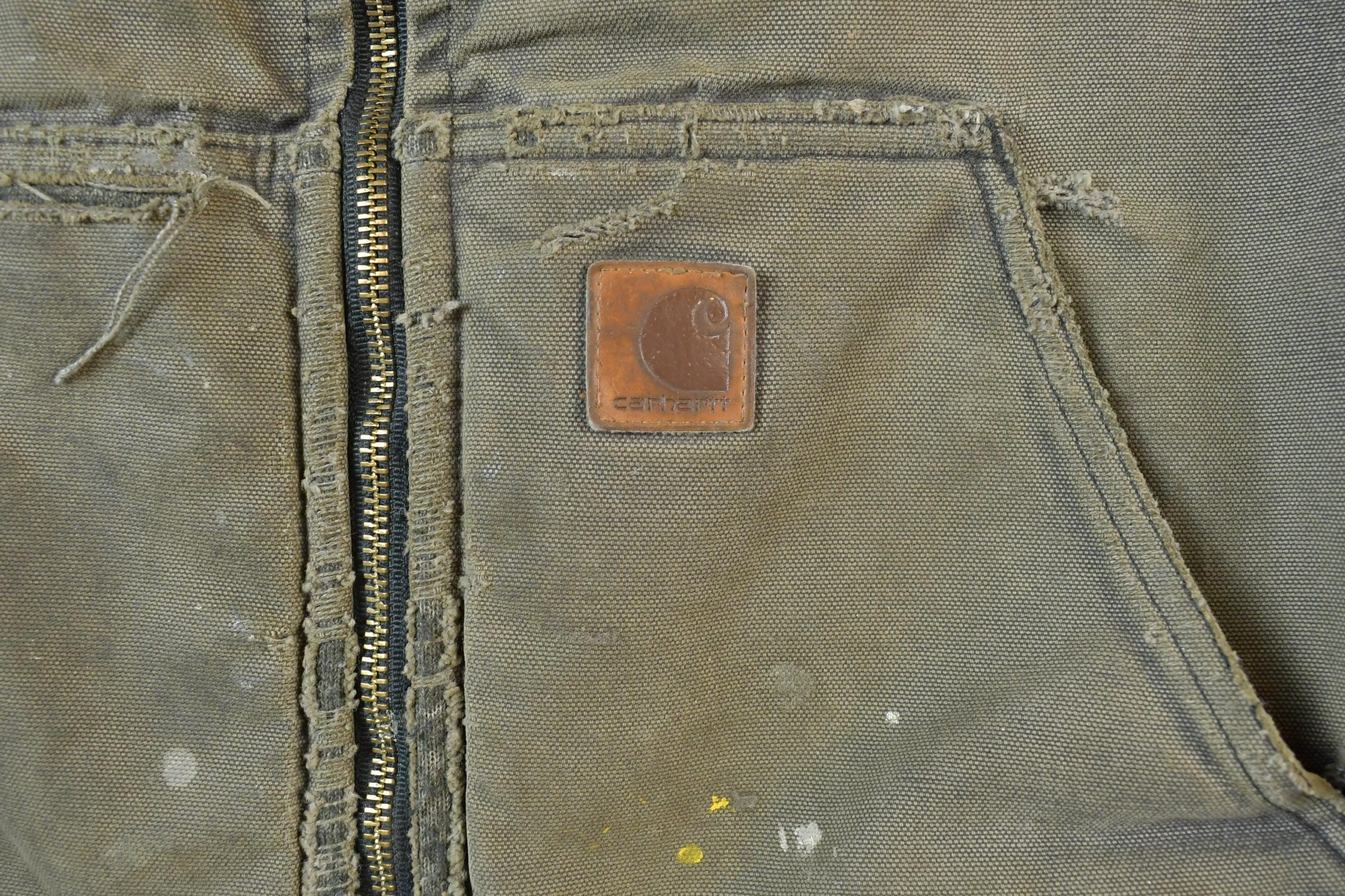 Vintage Y2k Distressed Carhartt Jacket Vest Men's XL - Image 4