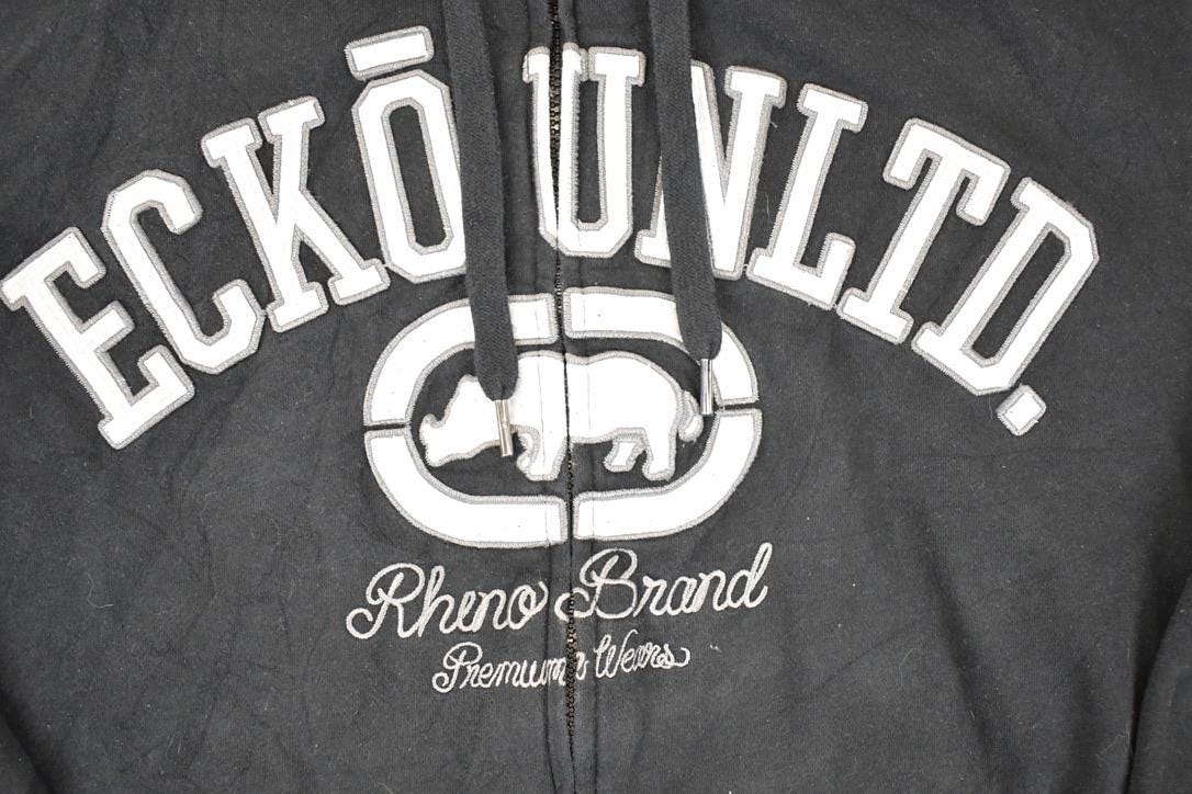 Vintage Y2K Ecko Unltd Zip Up Embroidered Hoodie Sweatshirt Mens XL - Image 3