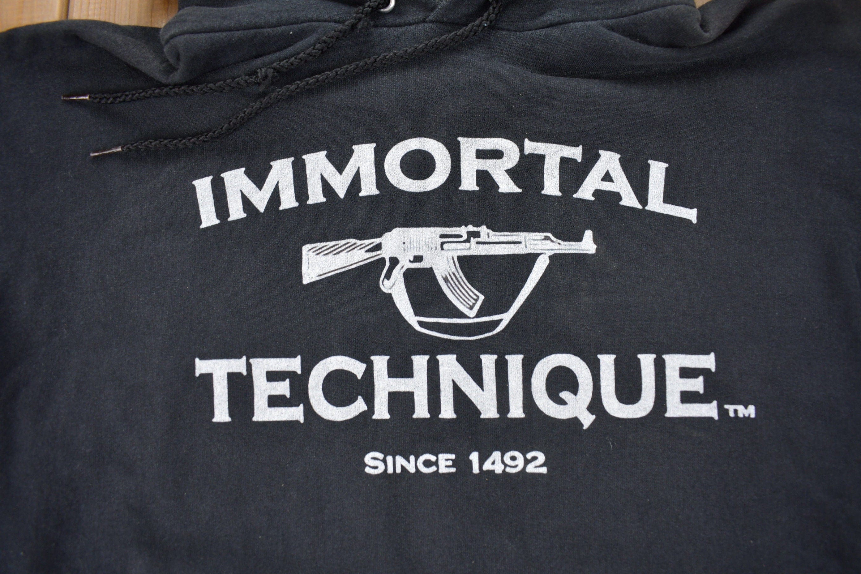 Vintage Y2K Immortal Technique Graphic Hoodie Men's Small - Image 3