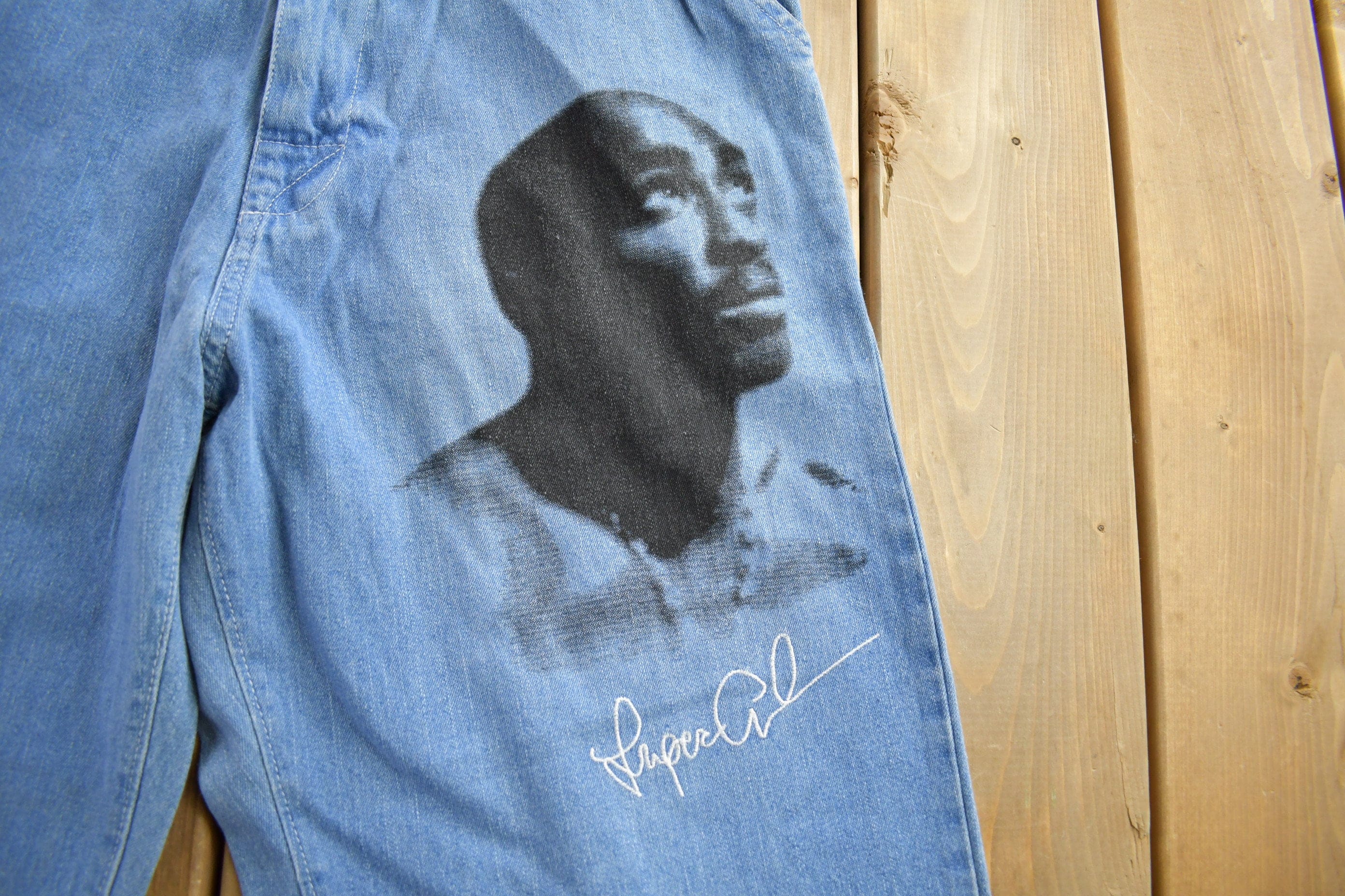 Vintage Y2K Makaveli Tupac Shakur Baggy Jeans Men's 36 x 32 - Image 4