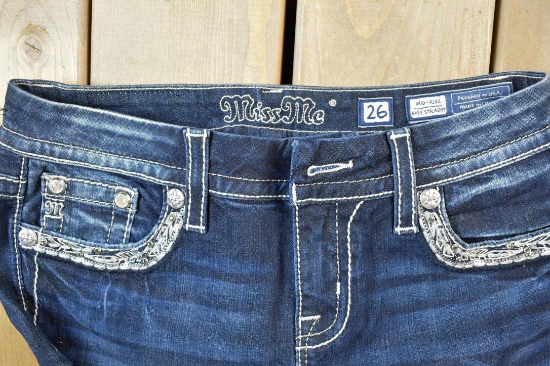 Vintage Y2K Miss Me Angel Wings Bedazzled Mid Rise Jeans Women's 26 x 31 - Image 5