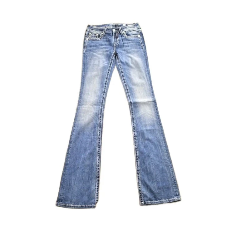 Vintage Y2K Miss Me Bedazzled Boot Cut Low Rise Jeans Women's 26 x 33 - Image 2