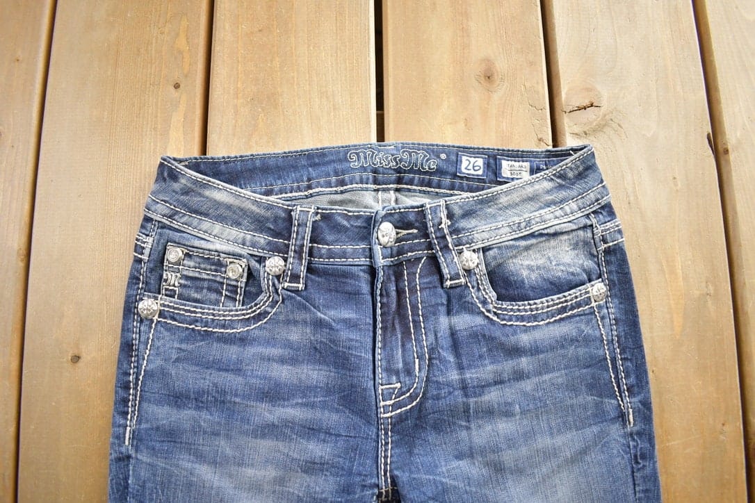 Vintage Y2K Miss Me Bedazzled Boot Cut Low Rise Jeans Women's 26 x 33 - Image 4