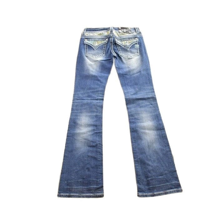 Vintage Y2K Miss Me Bedazzled Cowgirl Western Boot Cut Low Rise Jeans Women's 26 x 33
