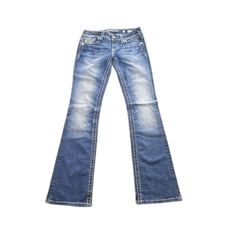 Vintage Y2K Miss Me Bedazzled Cowgirl Western Boot Cut Low Rise Jeans Women's 26 x 33 - Image 2
