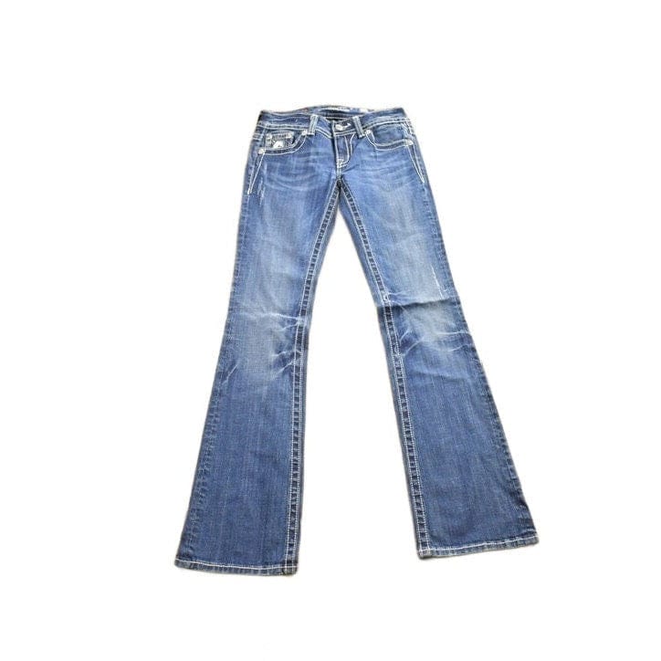 Vintage Y2K Miss Me Bedazzled Cowgirl Western Boot Cut Low Rise Jeans Women's 26 x 33 - Image 2