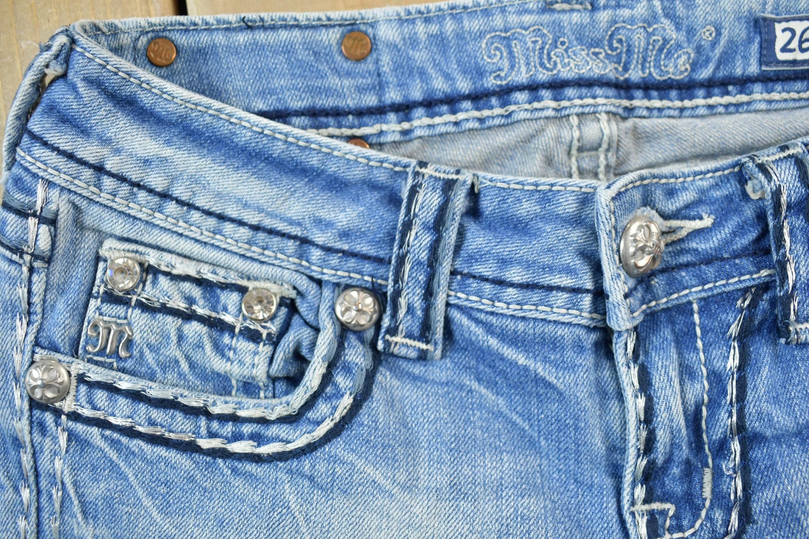 Vintage Y2K Miss Me Bedazzled Cowgirl Western Boot Cut Low Rise Women's 26 x 33 - Image 7