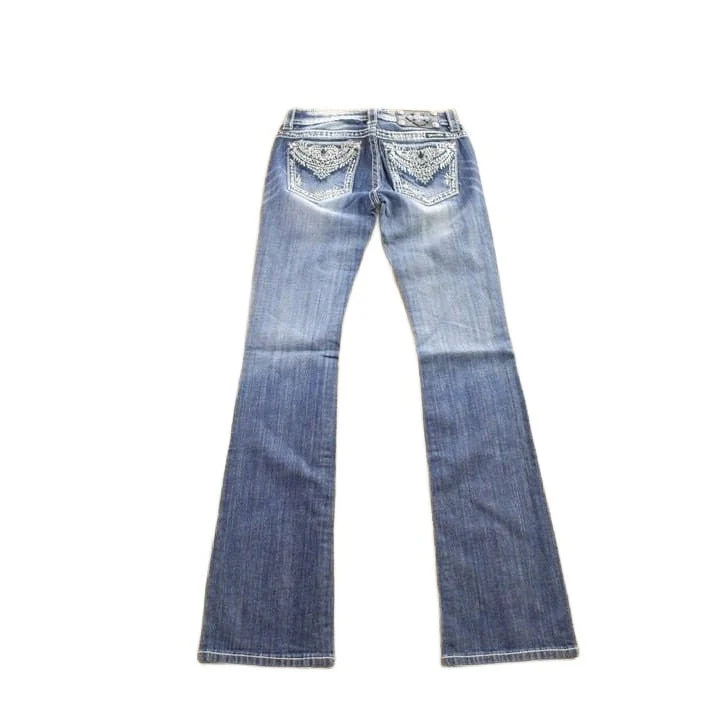 Vintage Y2K Miss Me Bedazzled Cowgirl Western Boot Cut Low Rise Jeans Women's 26 x 33