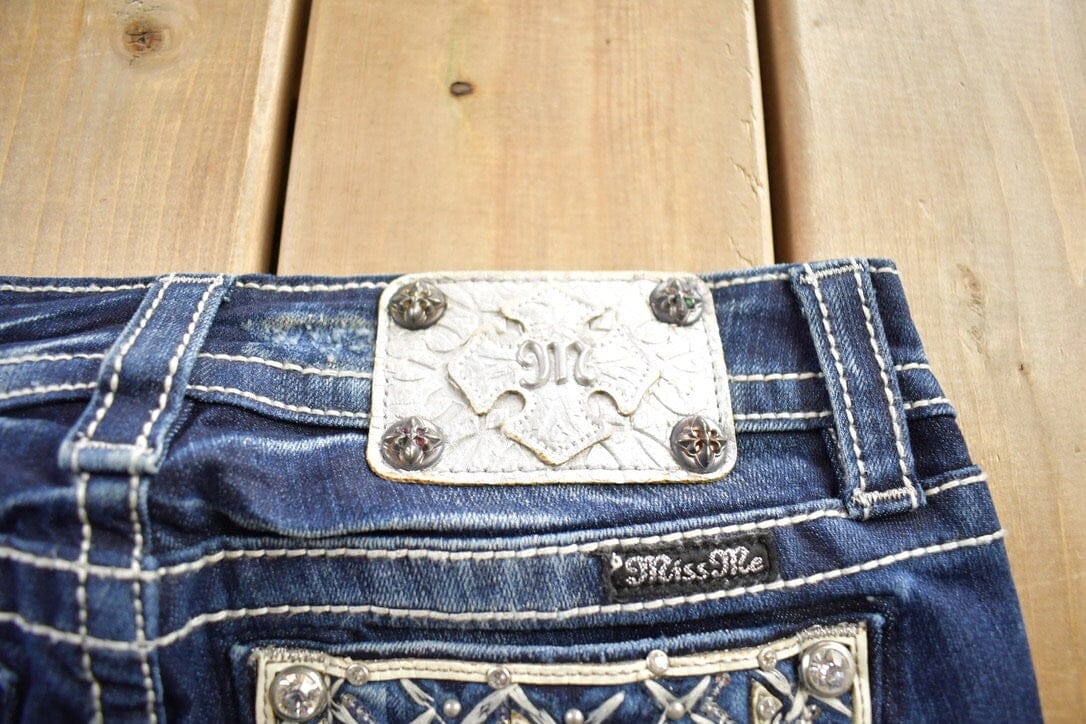 Vintage Y2K Miss Me Bedazzled Cowgirl Western Boot Cut Low Rise Jeans Women's 26 x 33 - Image 6