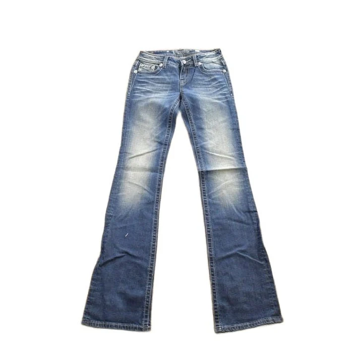 Vintage Y2K Miss Me Bedazzled Embroidered Boot Cut Low Rise Jeans Women's 26 x 33 - Image 2