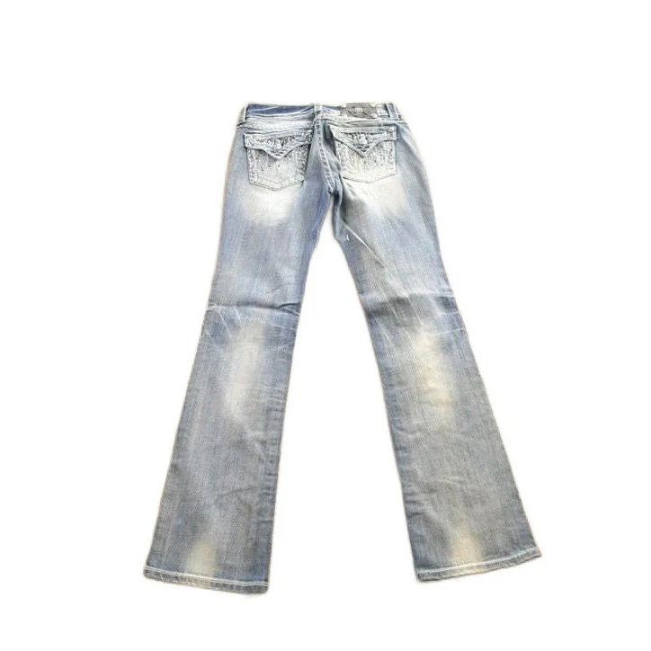Vintage Y2K Miss Me Bedazzled Embroidered Boot Cut Low Rise Jeans Women's 26 x 33
