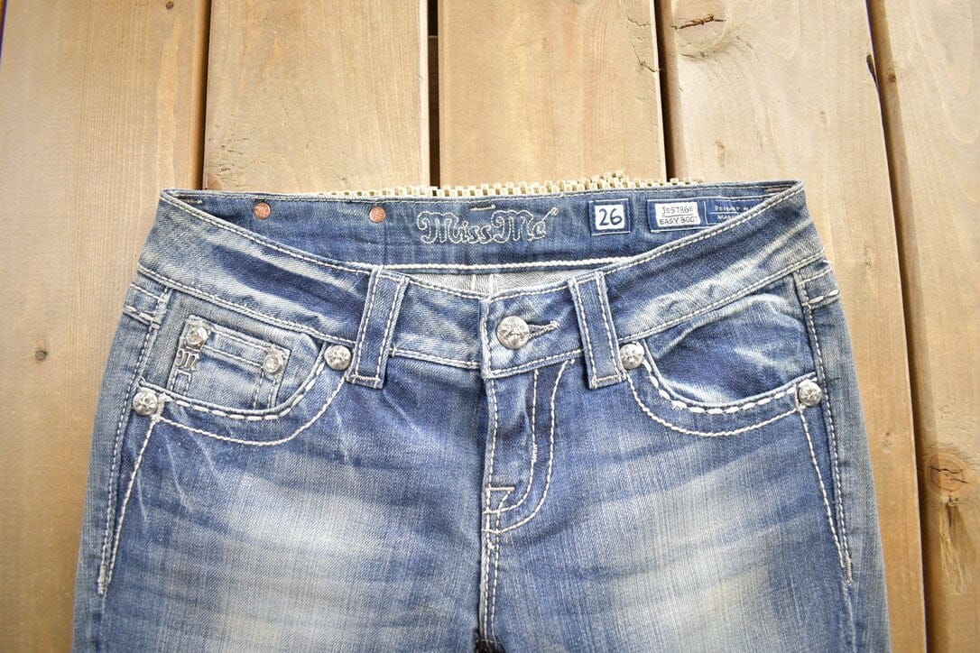Vintage Y2K Miss Me Bedazzled Embroidered Boot Cut Low Rise Jeans Women's 26 x 33 - Image 7
