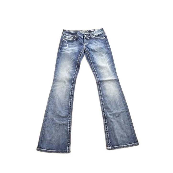 Vintage Y2K Miss Me Bedazzled Embroidered Boot Cut Low Rise Jeans Women's 26 x 33 - Image 2