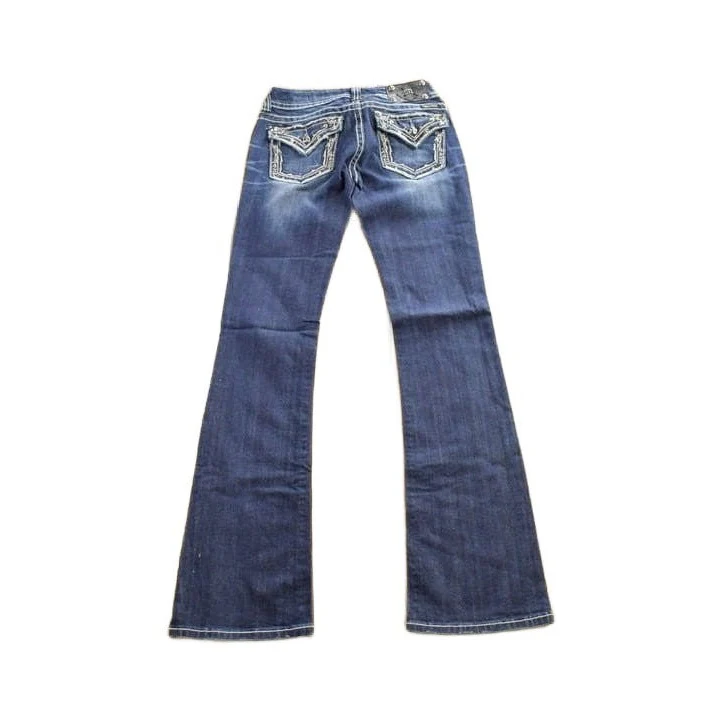 Vintage Y2K Miss Me Bedazzled Embroidered Low Rise Boot Cut Low Rise Jeans Women's 26 x 33