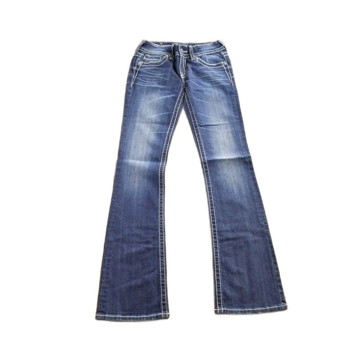 Vintage Y2K Miss Me Bedazzled Embroidered Low Rise Boot Cut Low Rise Jeans Women's 26 x 33 - Image 2
