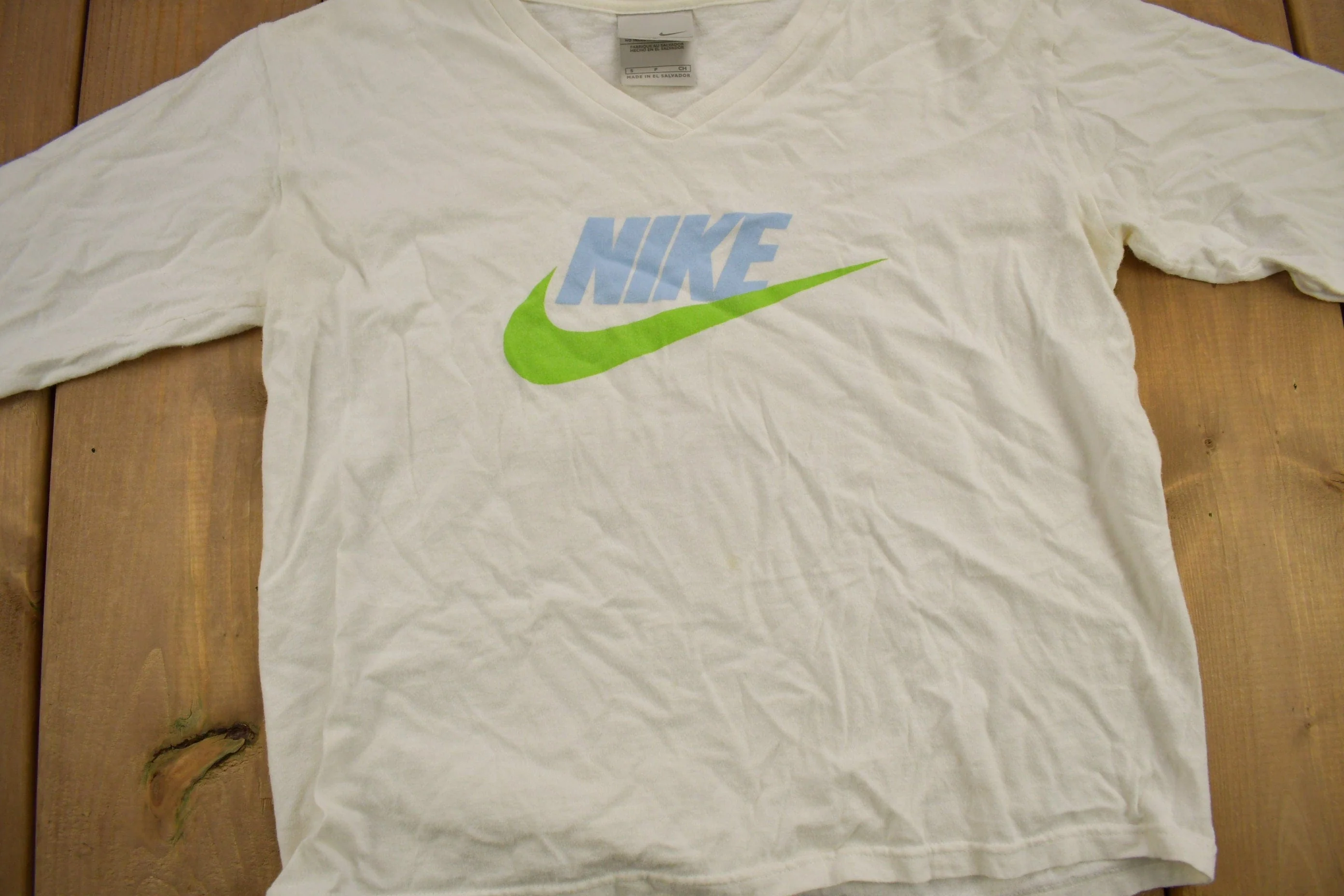 Vintage Y2K Nike Long Sleeve Graphic V-Neck T-Shirt Men's XS - Image 3