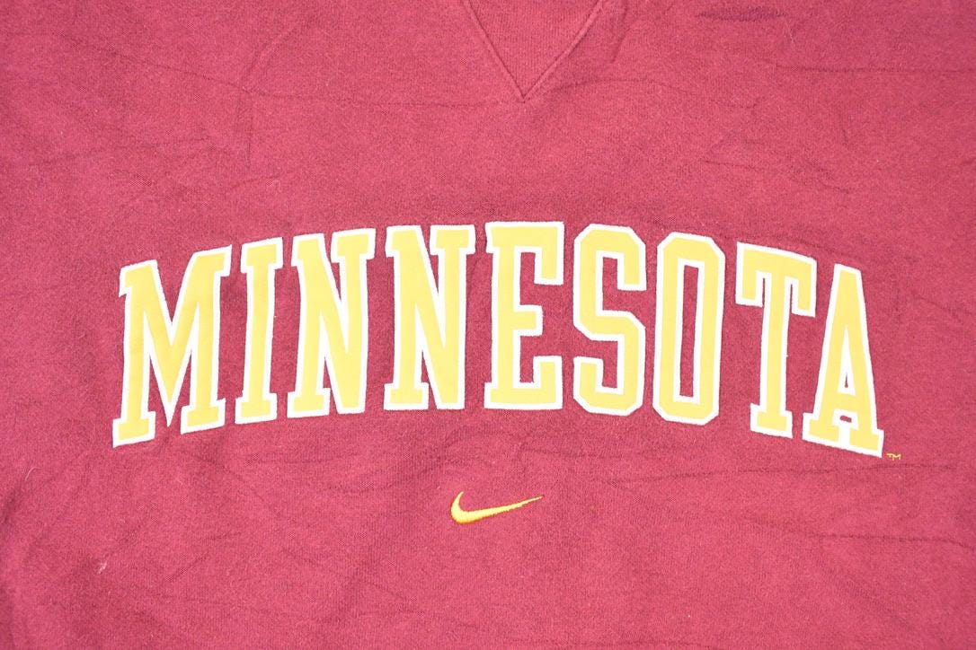 Vintage Y2K Nike Minnesota University Embroidered Swoosh Crewneck Sweater Mens XXL - Image 3