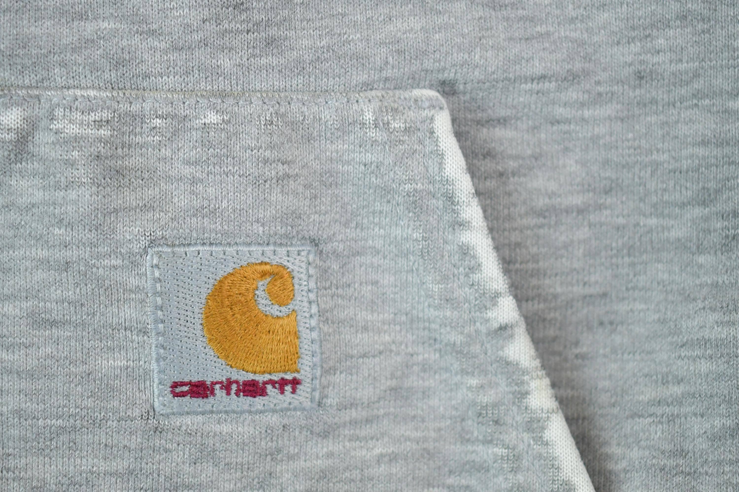 Vintage Y2K Perfectly Distressed Carhartt Heather Grey Hoodie Sweatshirt Men's 2XL Tall - Image 4
