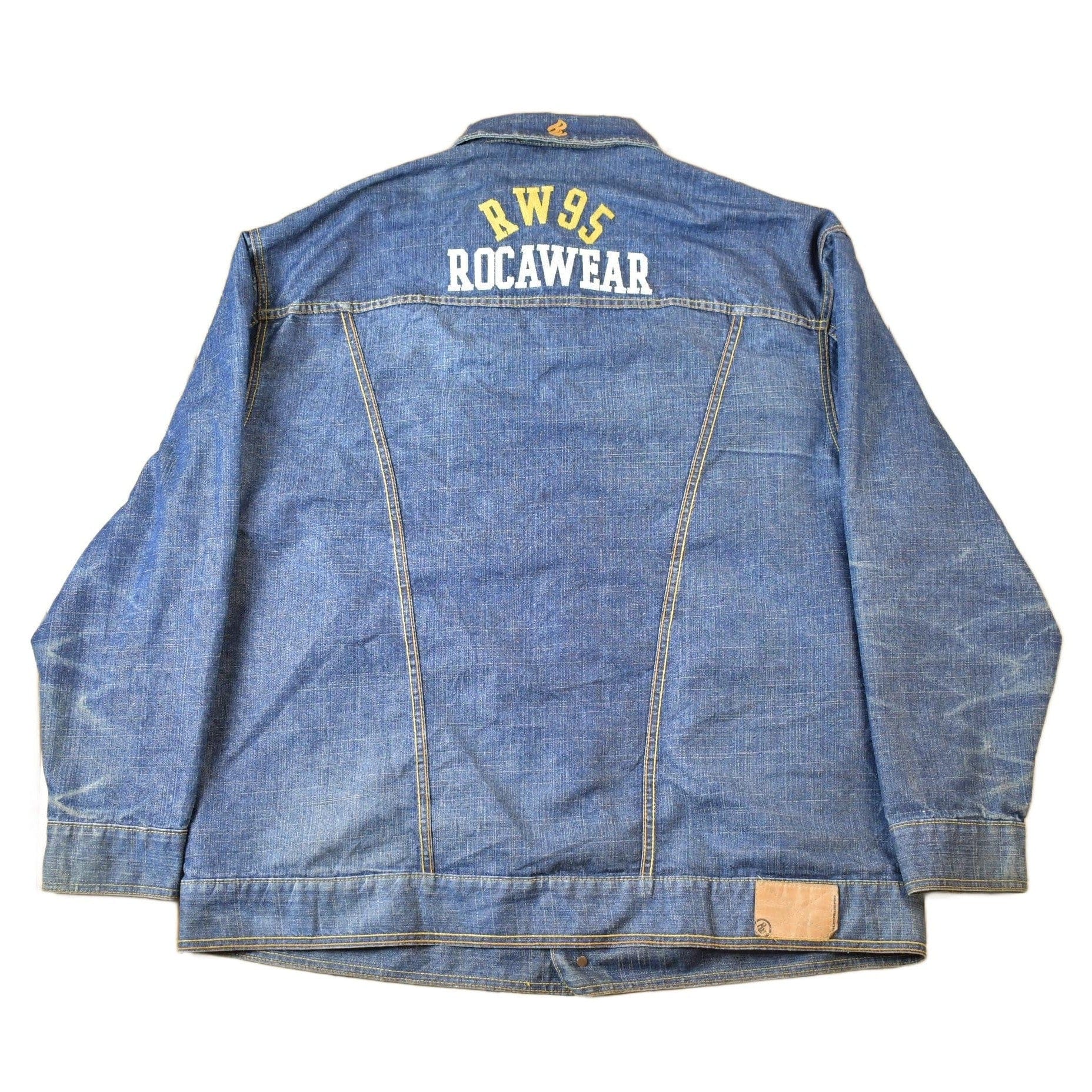 Vintage Y2K Rocawear Faded Jean Jacket Men's Large - Image 2