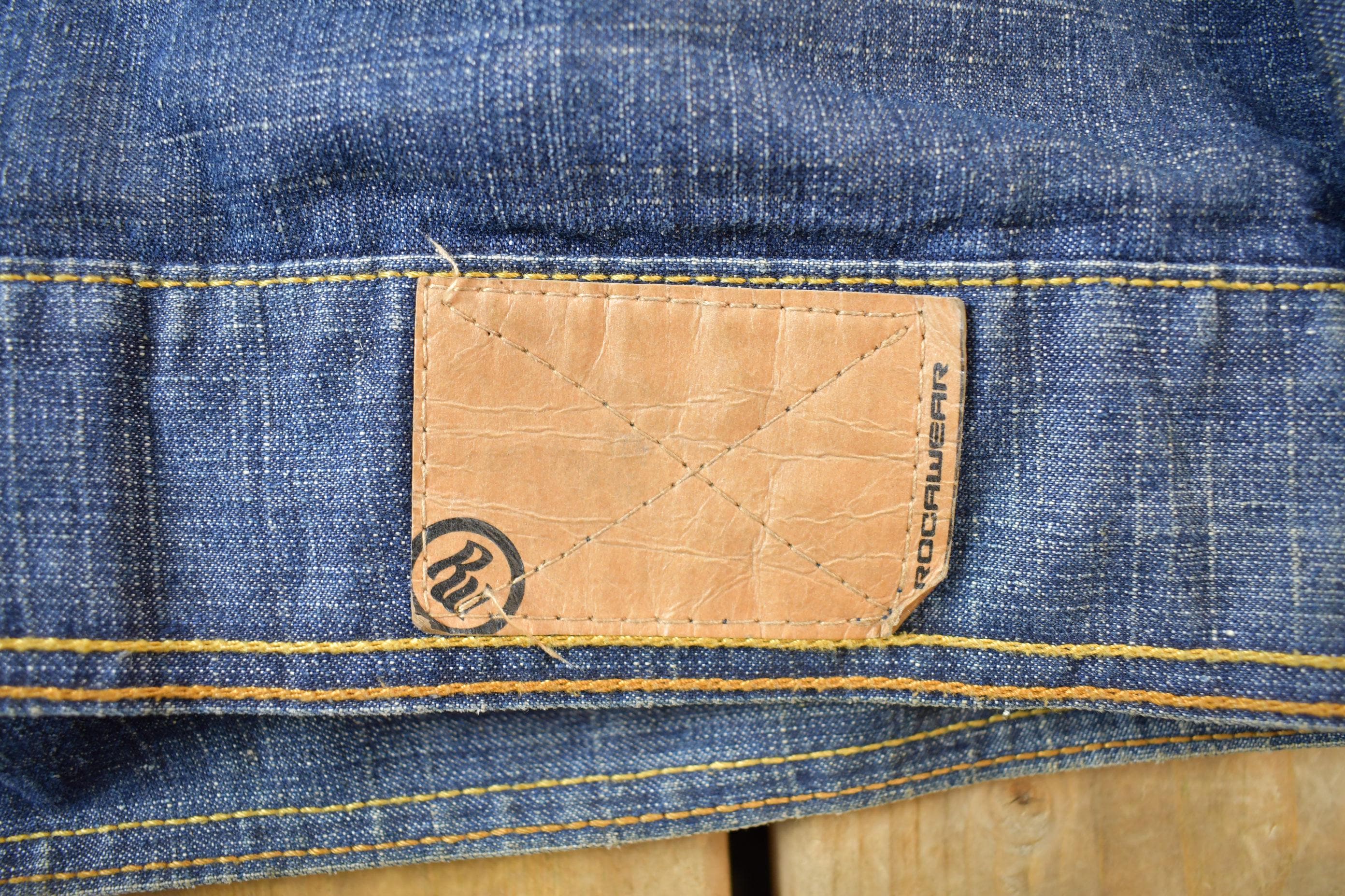 Vintage Y2K Rocawear Faded Jean Jacket Men's Large - Image 9