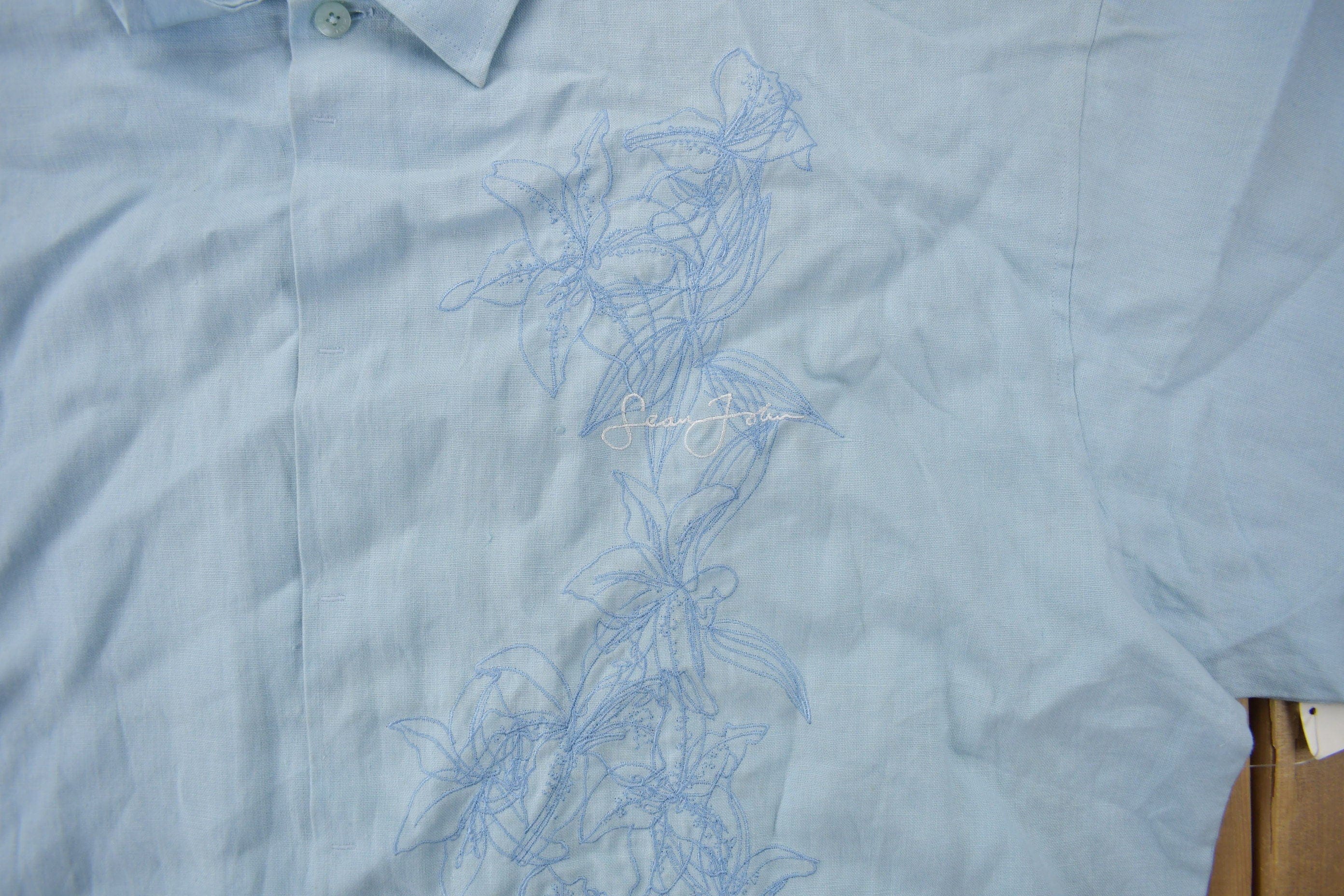Vintage Y2K Sean John Embroidered Floral Button Up Shirt Men's 2XL - Image 3