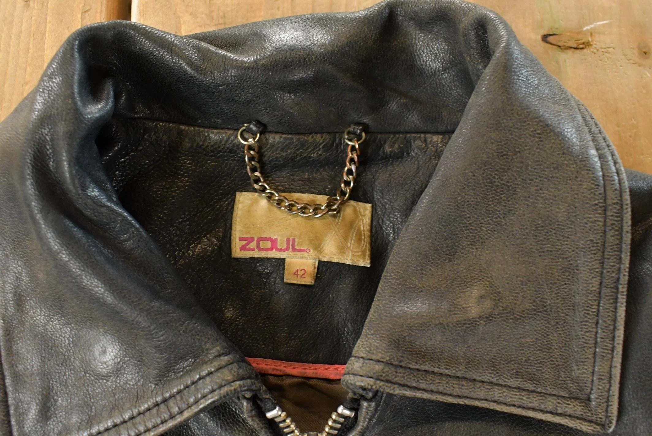 Vintage Y2K Zoul Washed Leather Biker Jacket Women's Small - Image 4